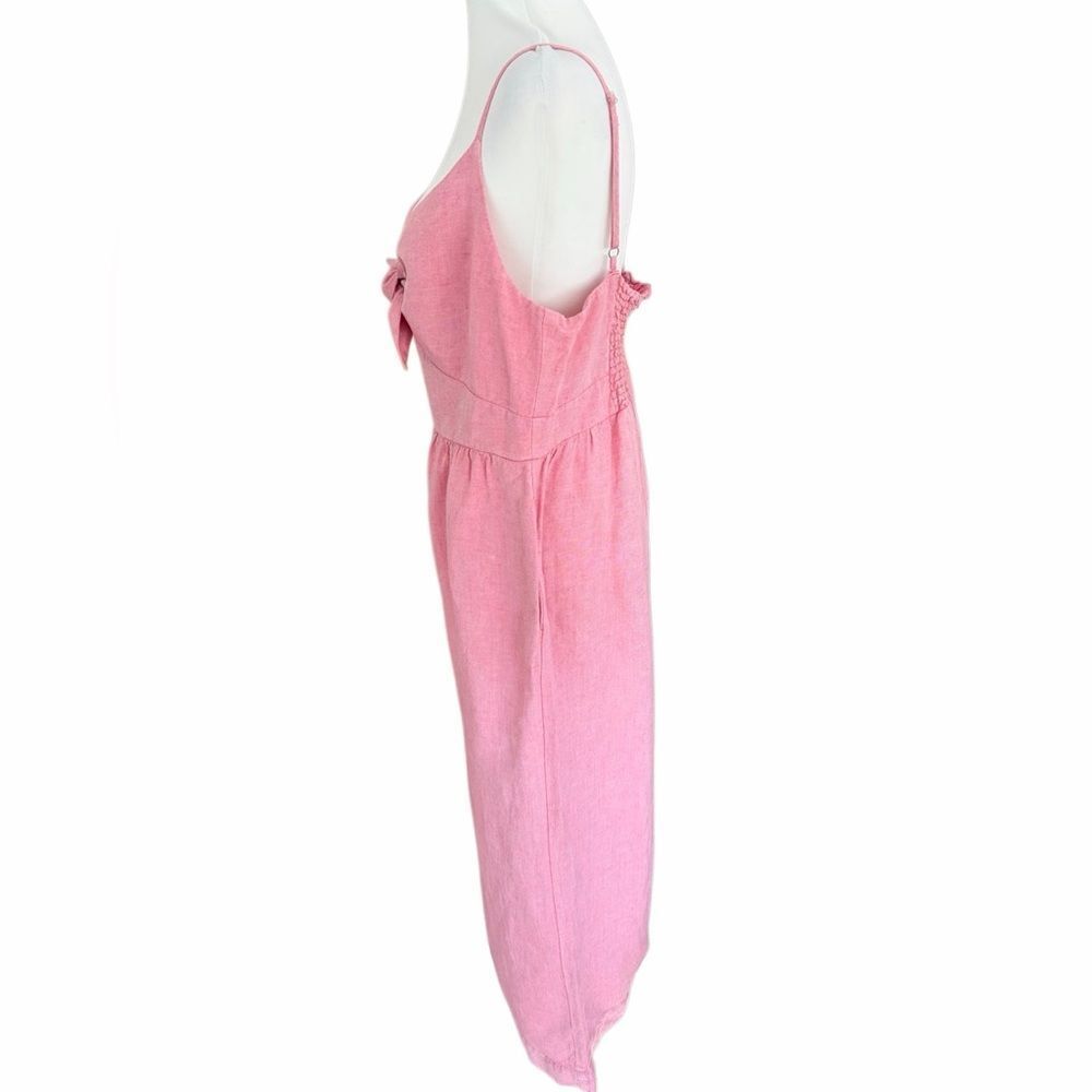 LOFT Linen Blend Tie Front Pink Jumpsuit size 12. - Picture 6 of 12